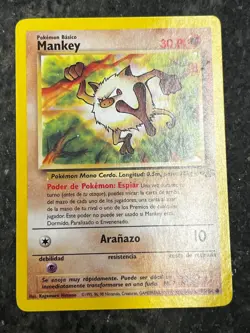 Mankey 55/64 - Jungle SPANISH Vintage Pokemon Card MP - Image 1