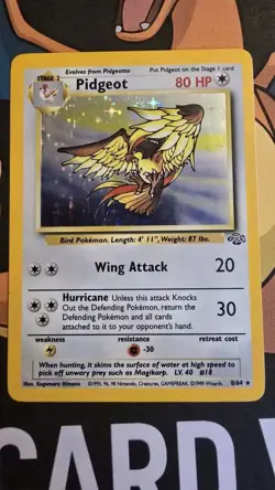 Pokemon Card WOTC TCG 1999 Pidgeot 8/64 Holo Rare Jungle Set - Image 1