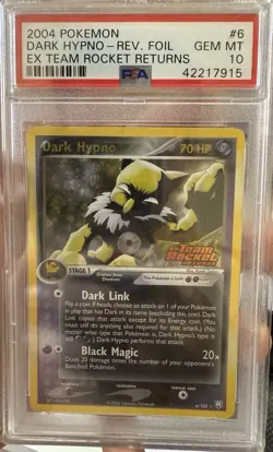 2004 Pokemon EX Team Rocket Returns #6/109 Dark Hypno Reverse Holo Foil PSA 10 - Image 1