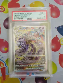 2023 POKEMON SWORD & SHIELD CROWN ZENITH #GG44 FULL ART/MEWTWO VSTAR PSA 10 - Image 1