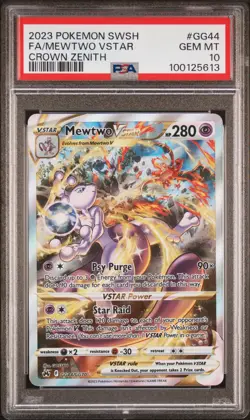 2023 POKEMON SWORD & SHIELD CROWN ZENITH #GG44 FULL ART/MEWTWO VSTAR PSA 10 - Image 1