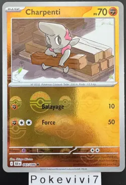 Carte Pokemon CHARPENTI 047/086 REVERSE POKEBALL EV10.5 BLK FR NEUF - Image 1