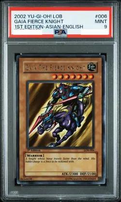 PSA 9 2002 Gaia Fierce Knight LOB-006 1st ED Ultra YuGiOh Asian English Mint - Image 1