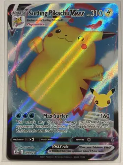 Surfing Pikachu VMAX 009/025 - Celebrations 25th Anniversary Holo Pokemon Card - Image 1