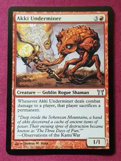 Magic The Gathering CHAMPIONS OF KAMIGAWA AKKI UNDERMINER red card MTG - Image 1