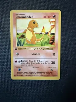 Pokemon Charmander 46/102 1st Edition Shadowless Base Set Card 1999 Unplayed NM - Image 1