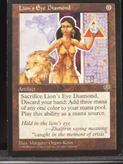 1996 Lion's Eye Diamond Mirage Magic the Gathering Card Mp 6.5 + - Image 1