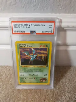 PSA 7 NM 2000 POKEMON GYM HEROES SET BROCK'S ZUBAT CARD 24/132 - Image 1