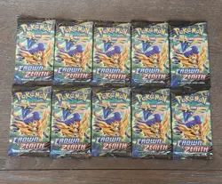 10x Crown Zenith Booster Pack Lot New Factory Sealed Specialty Pokemon Set 2023 - Image 1