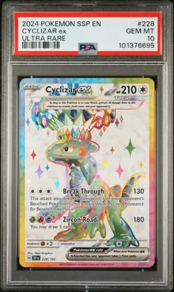 2024 POKEMON SSP EN-SURGING SPARKS ULTRA RARE #228 CYCLIZAR EX PSA 10 - Image 1
