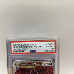 2023 POKEMON SWORD AND SHIELD CROWN ZENITH #GG52 HISUIAN SAMUROTT VSTAR PSA 10 - Image 2