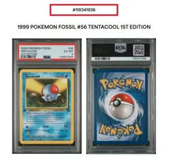 Pokemon 1999 Tentacool #56 1st Edition Fossil PSA 6 - Image 1