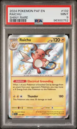 2024 POKEMON PAF EN-PALDEAN FATES SHINY RARE #132 RAICHU PSA 9 - Image 1