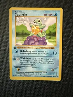 1999 1st Edition Squirtle 63/102 Common Pokemon TCG Base Set - Image 1