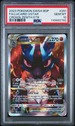 Lucario VSTAR SWSH291 Crown Zenith ETB Black Star Promo Pokemon TCG PSA 10 - Image 1