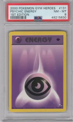 PSYCHIC ENERGY 2000 POKEMON GYM HEROES 1ST EDITION #131/132 PSA 8 NM-MT - Image 1
