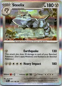 Steelix 125/182 Holo Rare Paradox Rift PAR NM Pokemon TCG Card - Image 1