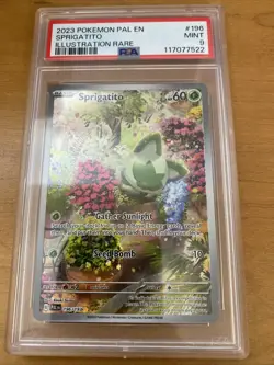 Pokemon TCG Sprigatito Holo Illustration Rare Card Paldea Evolved 196/193 PSA 9 - Image 1