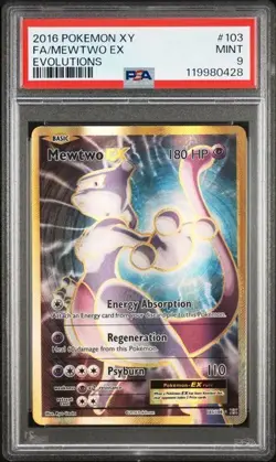 2016 #103 POKEMON XY F.A./MEWTWO EX EVOLUTIONS CARD - PSA MINT 9 - Image 1