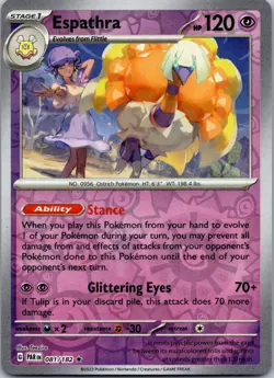 Espathra 081/182 Reverse Holo Paradox Rift PAR NM Pokemon TCG Card - Image 1