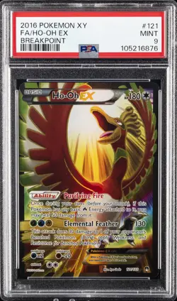 2016 POKEMON XY BREAKPOINT #121 FULL ART/HO-OH EX PSA 9 - Image 1
