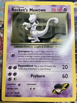 2003 Pokemon BEST WINNER PROMO 8 Rocket's Mewtwo Oversized JUMBO HP VERY RARE - Image 1