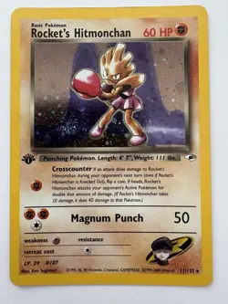 Rocket's Hitmonchan 1st Edition Holo 011/132 Gym Heroes Holo Pokemon TCG NM - Image 1