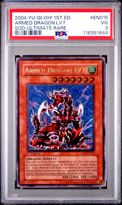 PSA 3 1ST EDITION Ultimate Rare Armed Dragon LV7 SOD-EN015 YUGIOH - Image 1