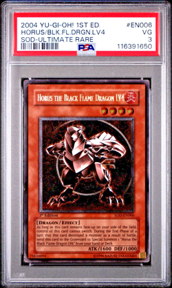 PSA 3 1ST EDITION Ultimate Rare Horus Black Flame Dragon LV4 SOD-EN006 YUGIOH - Image 1