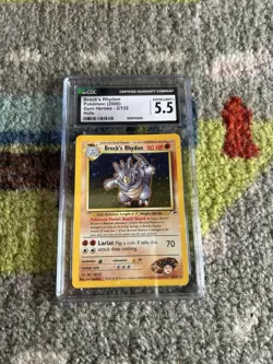 CGC 5.5 Brock’s Rhydon 2000 Gym Heroes 2/132 Holo Pokemon Card - Image 1