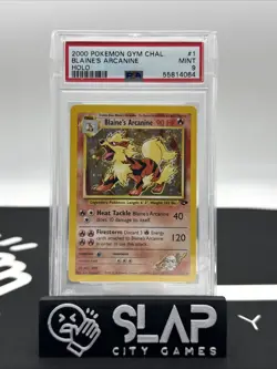 Pokemon TCG Blaine's Arcanine Gym Challenge 1 Holo Unlimited Rare PSA 9 *Swirl* - Image 1