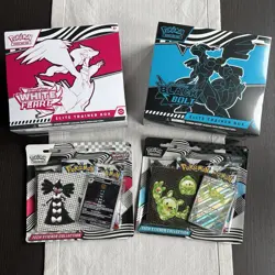 Pokemon TCG Black Bolt/White Flare Lot of 2x ETB + 2x Tech Sticker Collection - Image 1