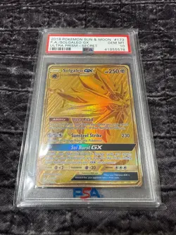 2018 Pokemon Sun & Moon SOLGALEO GX PSA 10 #173 Ultra Prism Full Art Gold - Image 1