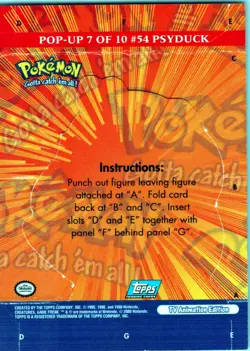 Pokemon Topps Psyduck Pop-up TV Animation Series 3 - 7 of 10 - Image 2