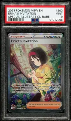 PSA 9 Erika's Invitation 203/165 SIR 151 Special Illustration Rare Pokemon Card - Image 1