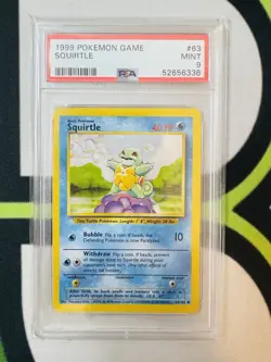POKEMON 1999 BASE SET UNLIMITED SQUIRTLE #63 NON HOLO PSA MINT 9 - Image 1
