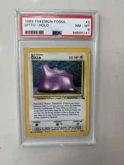 Pokemon fossil ditto holo 1999 PSA 8 NM-MT Trading Card - Image 1