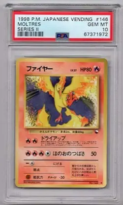 MOLTRES JAPANESE VENDING SERIES 2 #146 PSA #67371972 GEM MINT 10! NINTENDO 1998 - Image 1