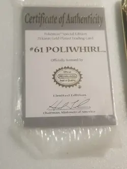 23K Gold Plated Poliwhirl 1999 Burger King Pokemon Trading Card - Image 3