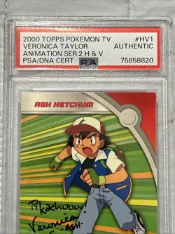 Pokemon Ash Ketchum Signed Veronica Taylor 2000 Topps TV PSA 10 Authentic - Image 2