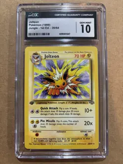 1999 POKEMON Jolteon #20/64 English CGC 10 1ST EDITION JUNGLE - Image 1