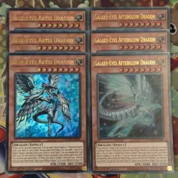 3 x Yugioh Blue-Eyes Abyss/Galaxy-Eyes Afterglow Dragon MAMA-EN056/EN057 Mint - Image 1