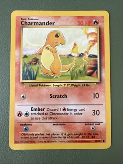 1999 POKEMON CHARMANDER 46/102 1995 96 98 Base Set Card - Image 1