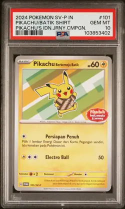 Pikachu in Batik Shirt - Indonesian Journey Promo 101/SV-P - Pokemon Card - Image 1