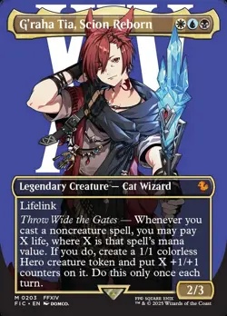 Magic MtG: *Borderless* G'raha Tia, Scion Reborn (Final Fantasy Commander), NM - Image 1