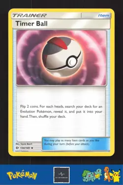 2017 Pokemon SM Sun & Moon Base Set 134/149 Timer Ball - Image 1