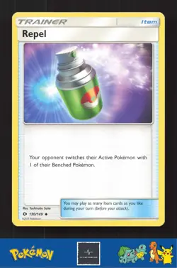 2017 Pokemon SM Sun & Moon Base Set 130/149 Repel - Image 1