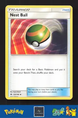 2017 Pokemon SM Sun & Moon Base Set 123/149 Nest Ball - Image 1