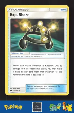 2017 Pokemon SM Sun & Moon Base Set 118/149 Exp. Share - Image 1