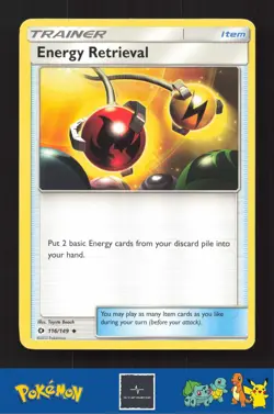 2017 Pokemon SM Sun & Moon Base Set 116/149 Energy Retrieval - Image 1